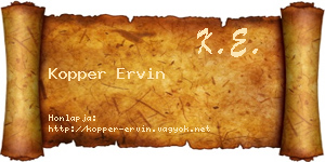 Kopper Ervin névjegykártya