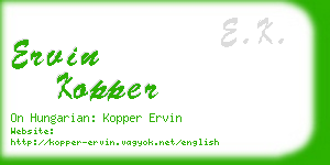 ervin kopper business card